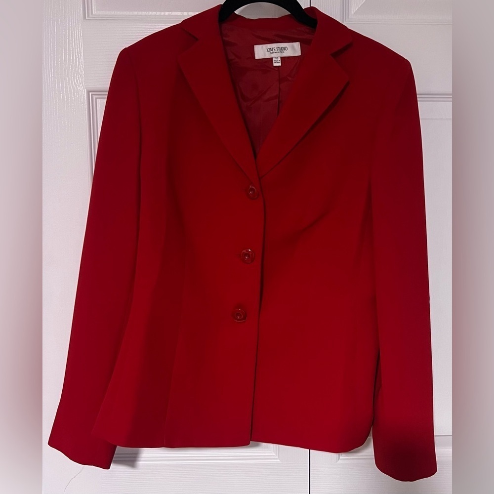 Women's Jones Studio Red Button Down Blazer